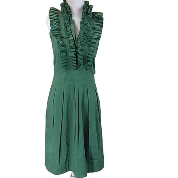 BCBG Maxazria ruffled halter neck Green midi formal dress size 0 - Picture 1 of 10